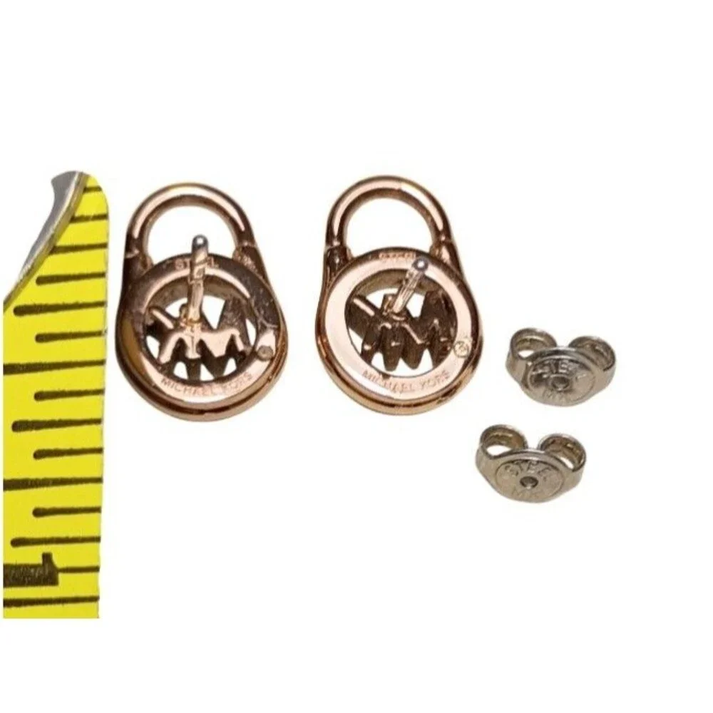 Michael Kors MK Lock Stud Rose Gold tone Crystal Pave Earrings